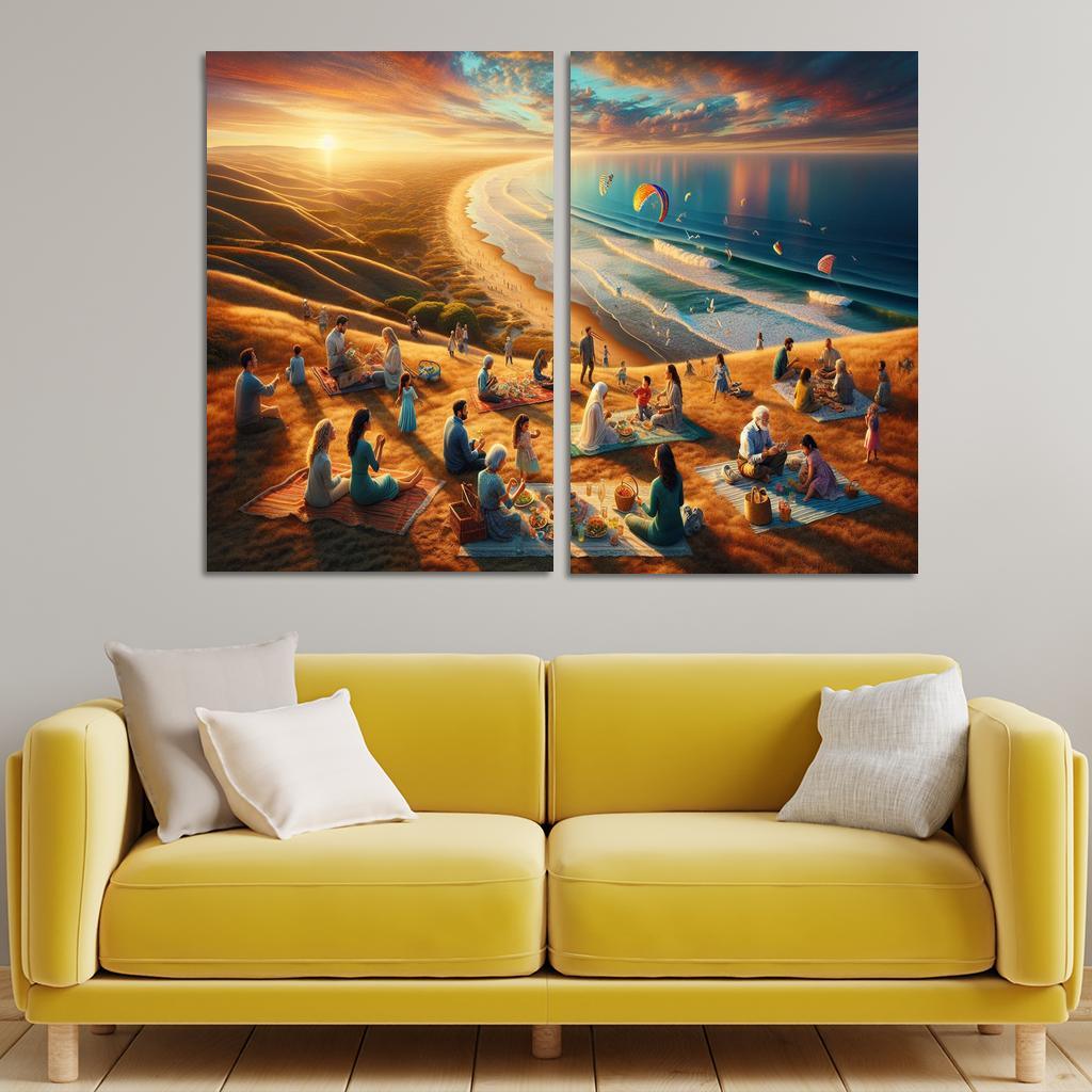 Bayside Retreat Scenic Picnic Spot Multi-panel Paintings