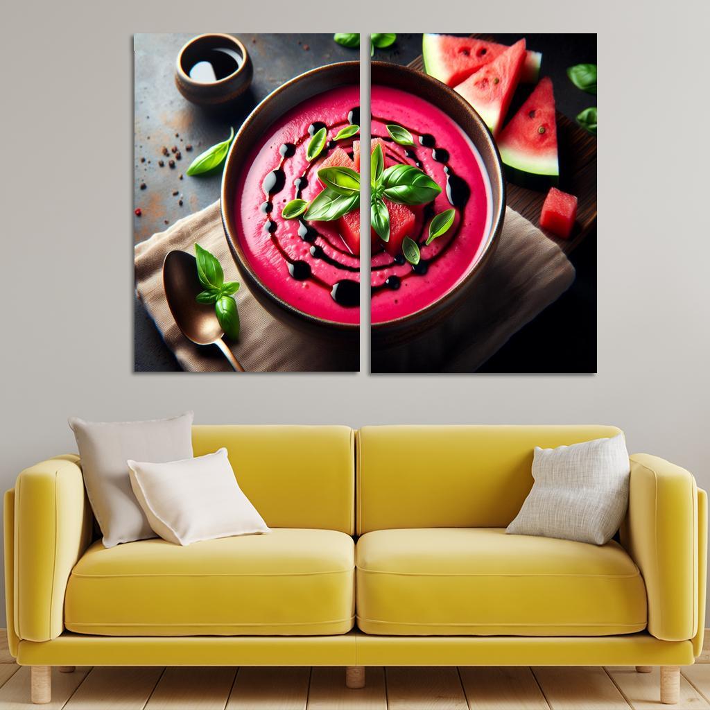 Chilled Watermelon Basil Soup 2 Piece HD Canvas Wall Art-Original Frame