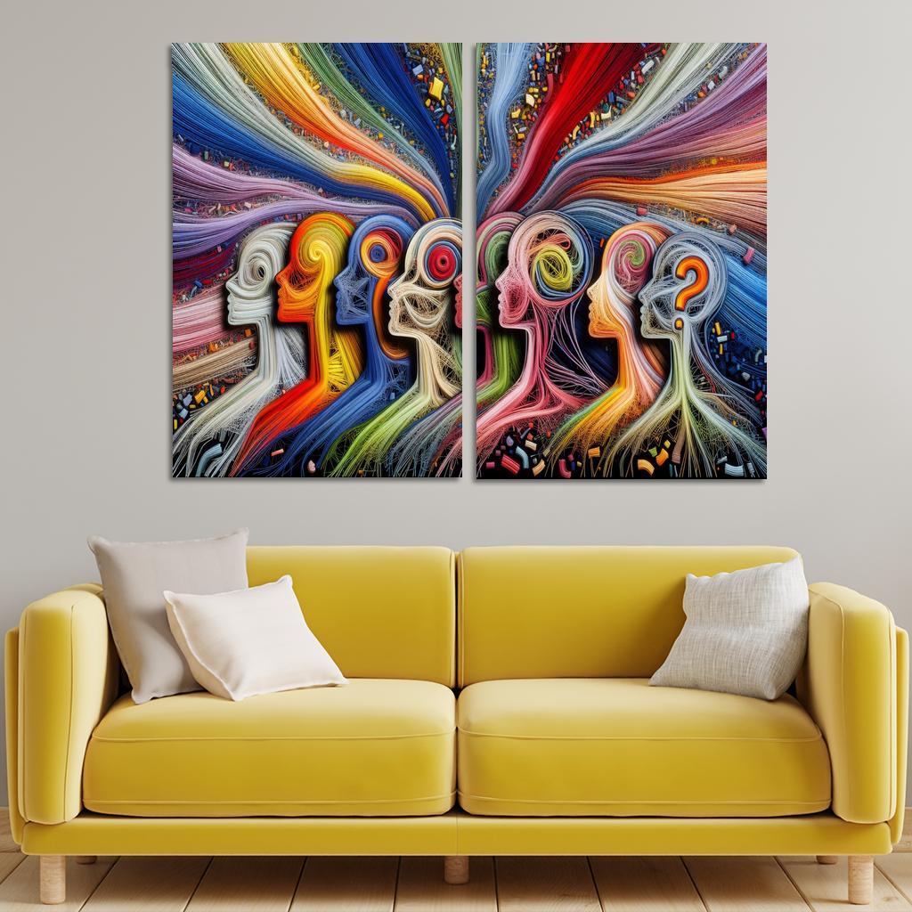 Threads of Resilience Art on Mental Health Awareness 2 Piece HD Canvas Wall Art-Original Frame