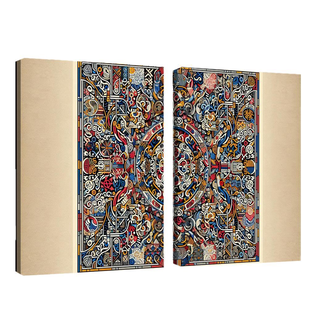 Cultural Mosaic Celebrating Diversity and Heritage 2 Piece HD Canvas Wall Art-Original Frame