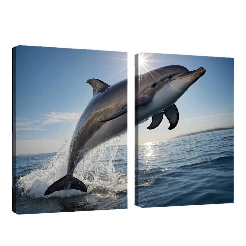 The Playful Bottlenose Dolphin In Coastal Waters Canvas Paintings Frame