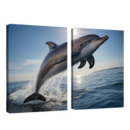 The Playful Bottlenose Dolphin In Coastal Waters Canvas Paintings Frame