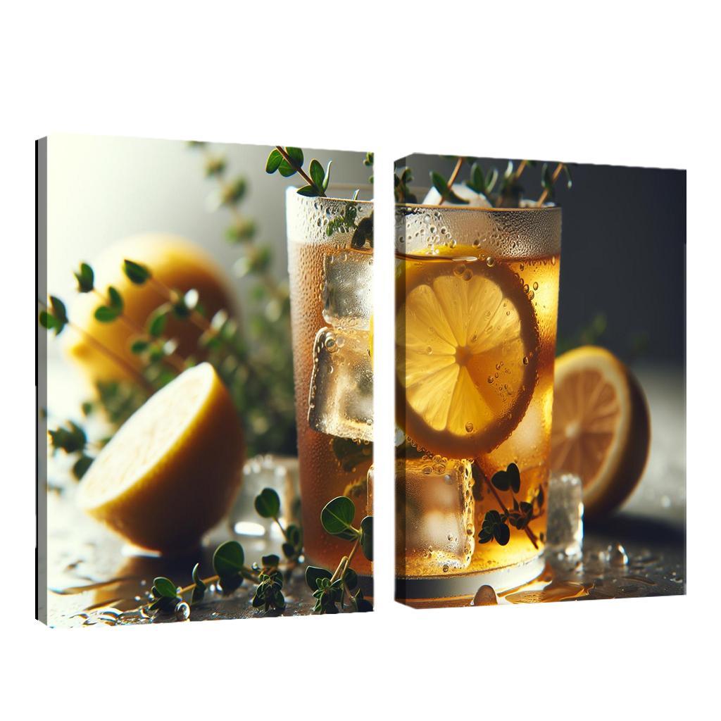 Lemon Thyme Infused Iced Tea 2 Piece HD Canvas Wall Art-Original Frame