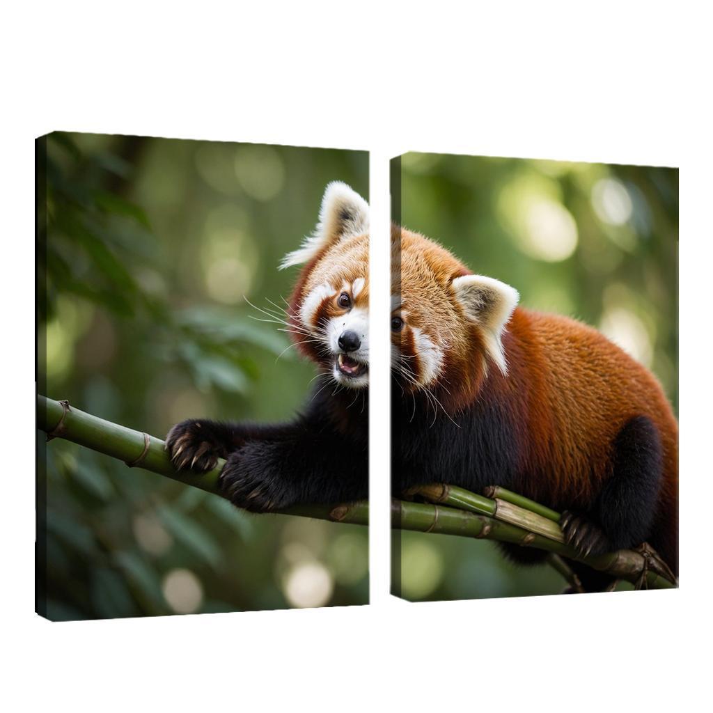 The Enigmatic Red Panda In The Bamboo Forest Framed Paintings