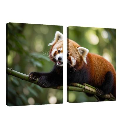 The Enigmatic Red Panda In The Bamboo Forest Framed Paintings