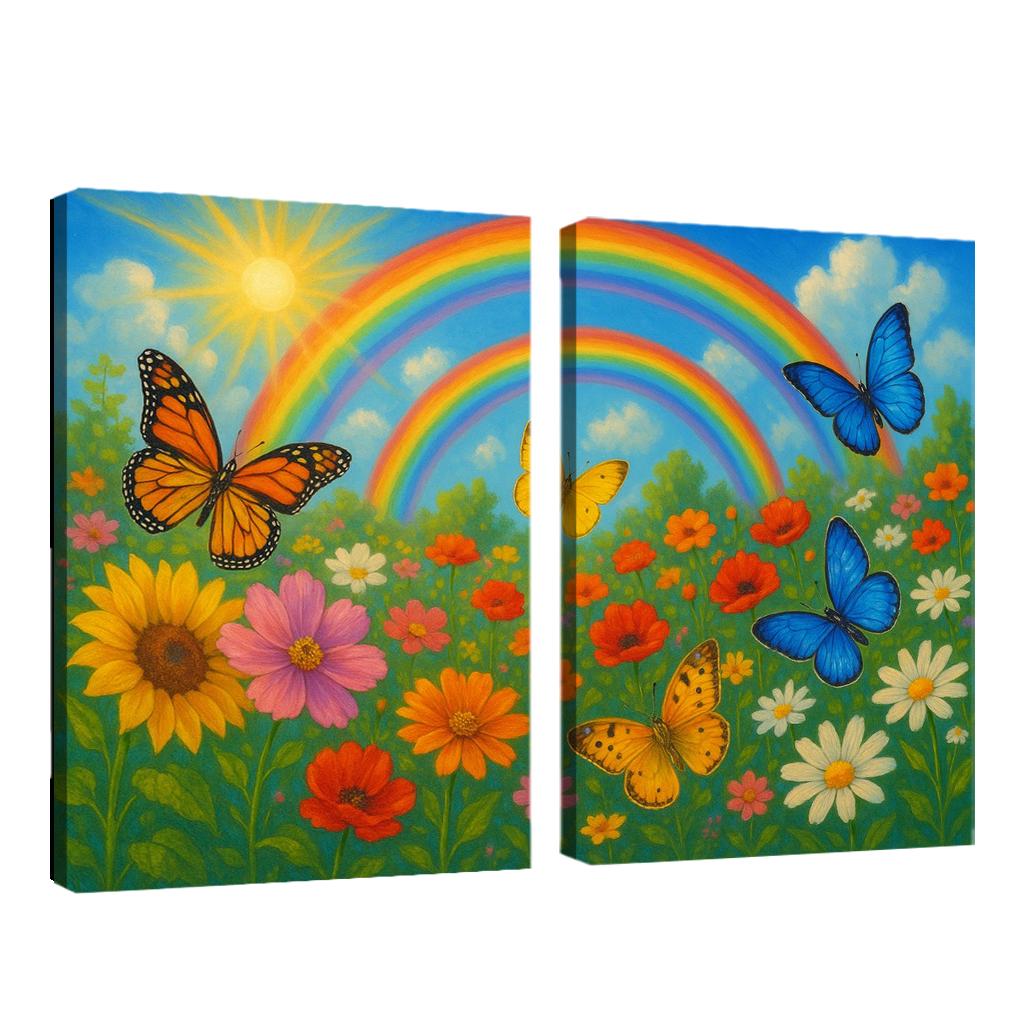 Rainbow Garden - Magical Nature Scene Framed Paintings