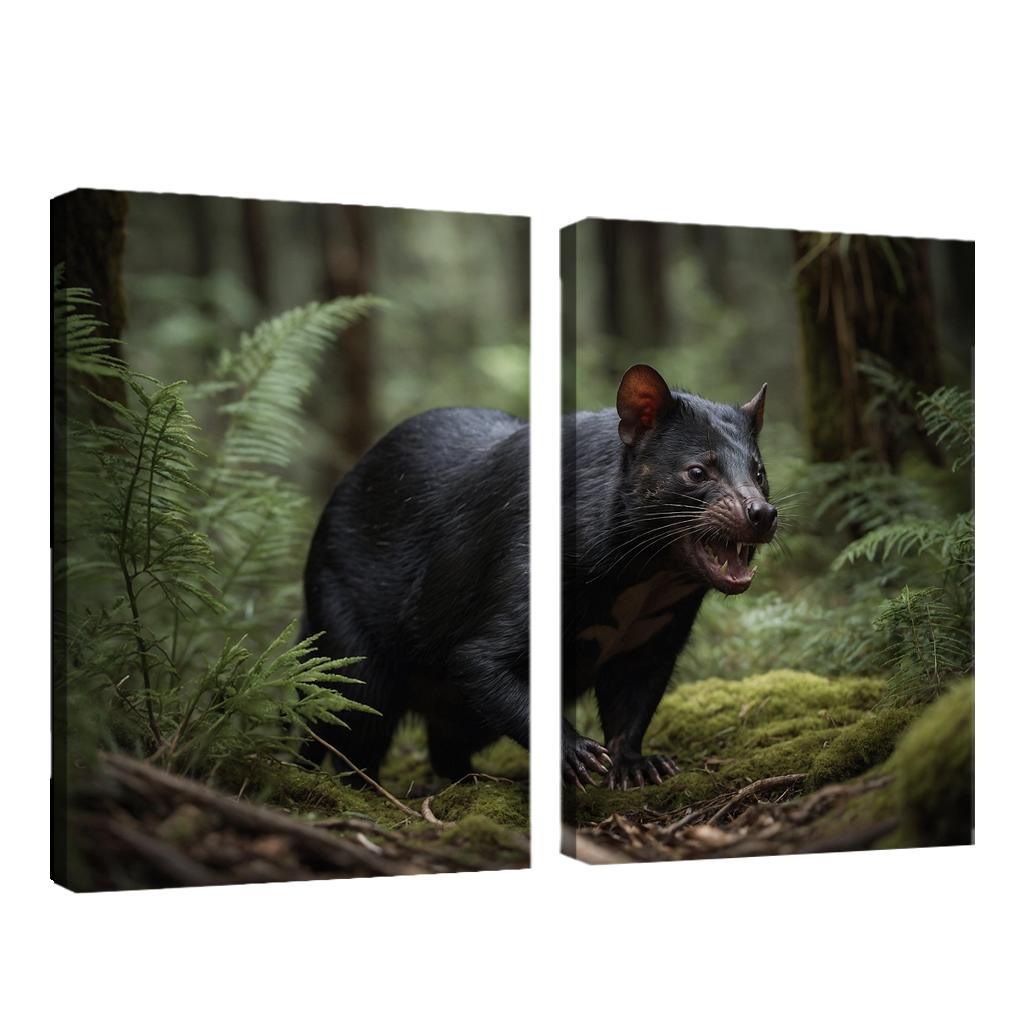 The Striking Tasmanian Devil In The Wilderness Framed Paintings