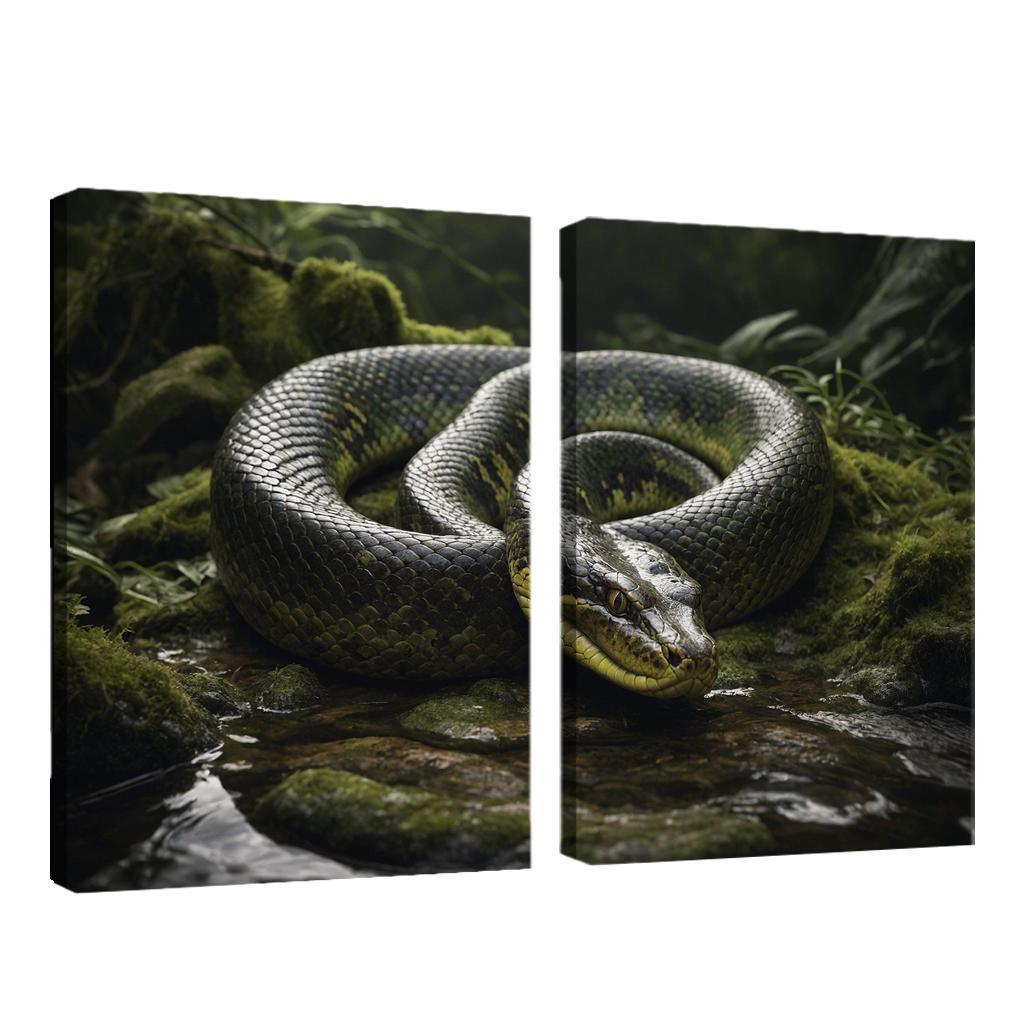 The Mysterious Green Anaconda Giant Of The Swamps Canvas Paintings Frame
