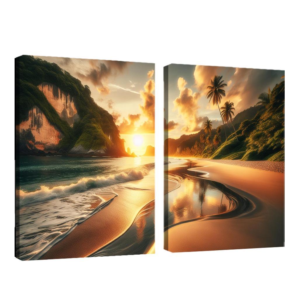 Crescent Moon Beach A Hidden Paradise Modern Paintings Frame
