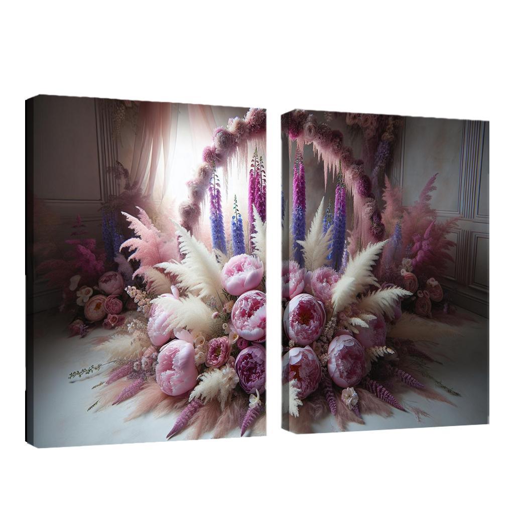 Ethereal Garden A Fairy Tale Floral Display 2 Piece HD Canvas Wall Art-Original Frame