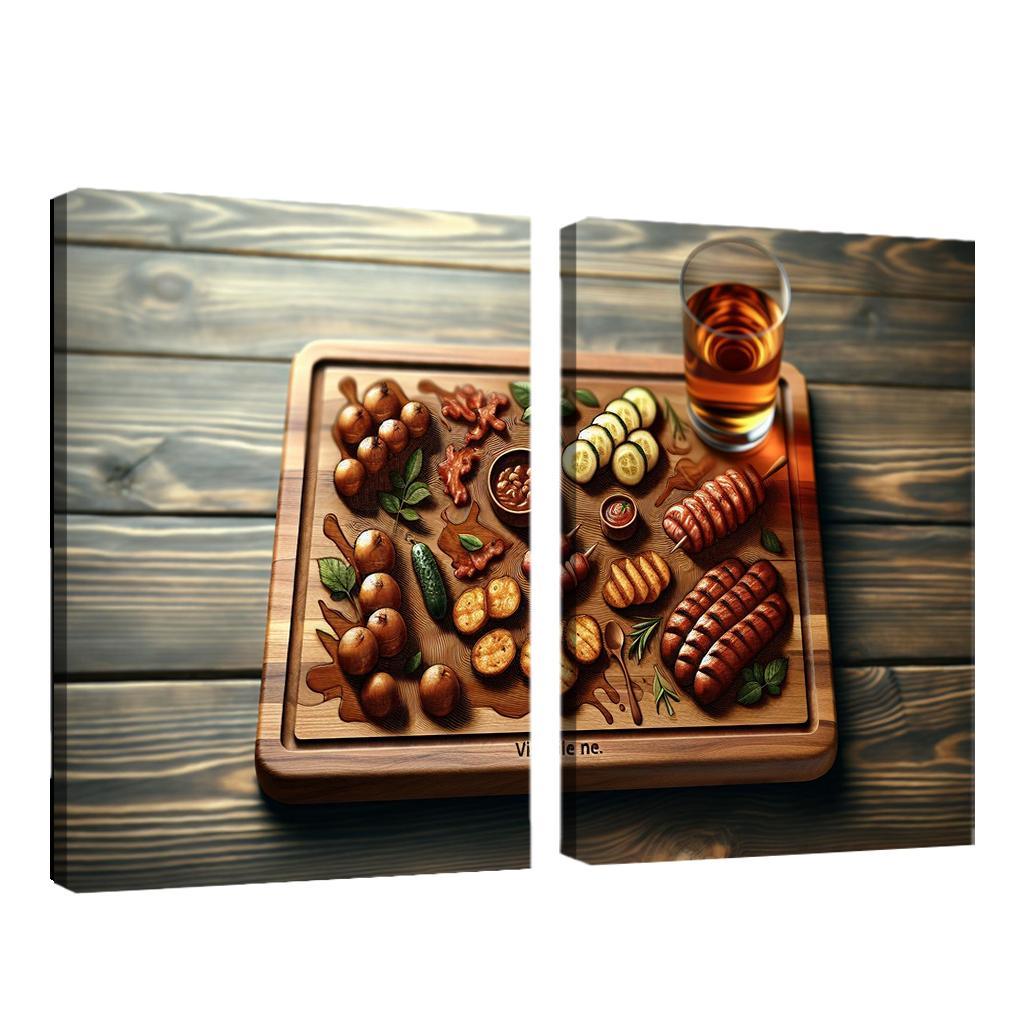 Artisan Wood Serving Board 2 Piece HD Canvas Wall Art-Original Frame