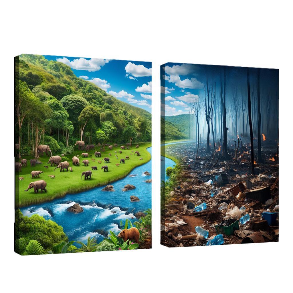 Nature's Cry Environmental Sustainability And Action Multi-panel Paintings