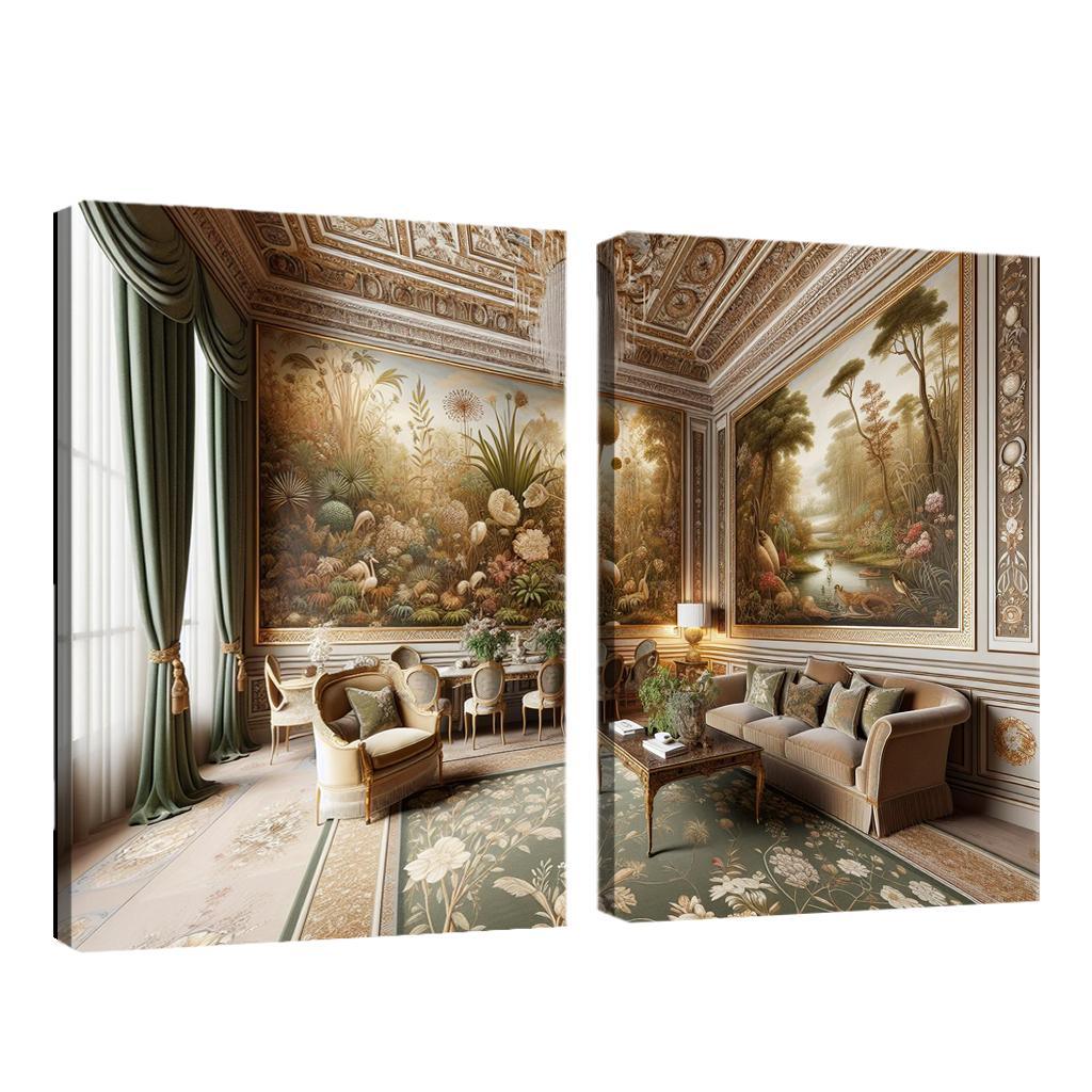 Vintage-Style Framed Botanical Prints 2 Piece HD Canvas Wall Art-Original Frame