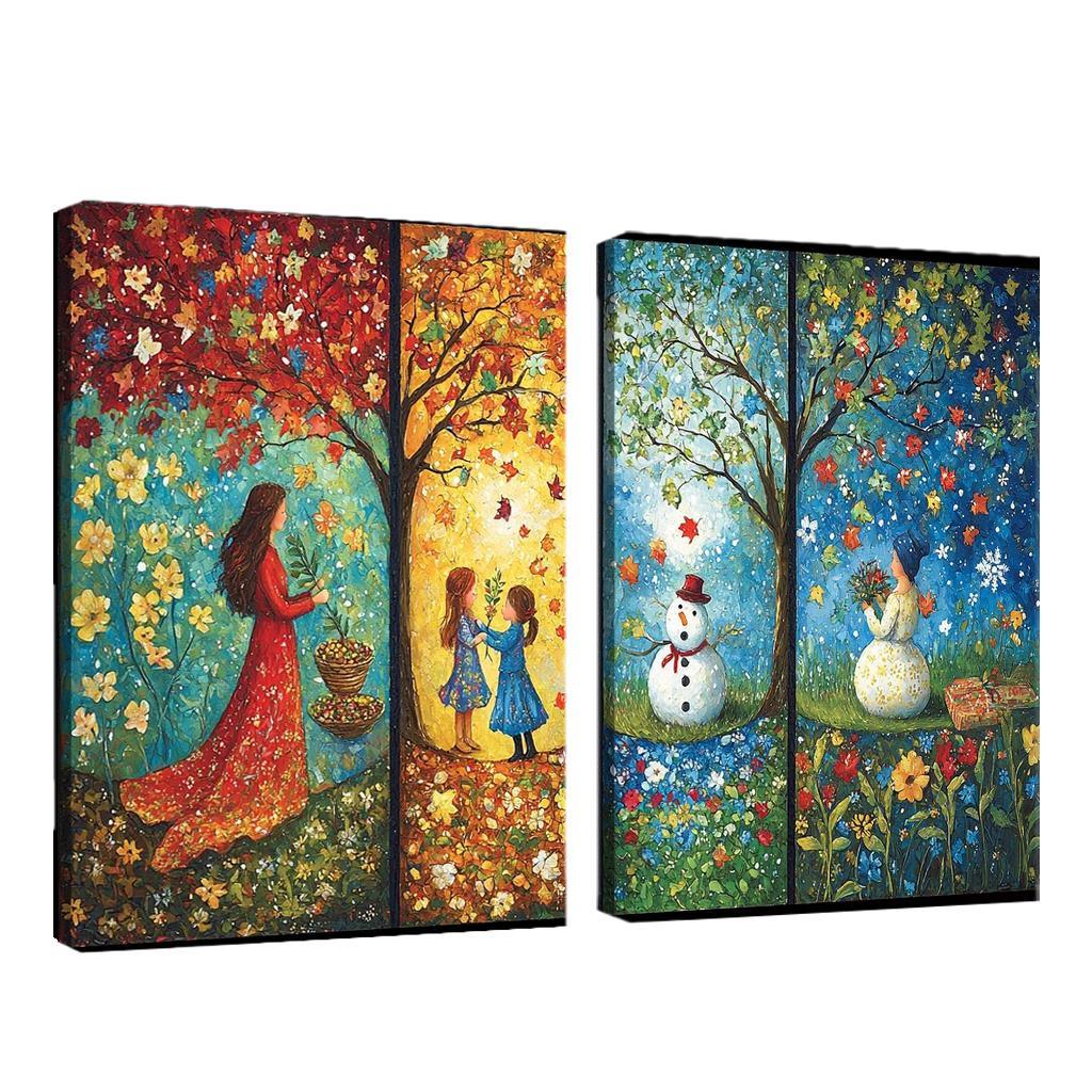 Seasons Of Growth Nurtured By A Mothers Care Custom Paintings Frame