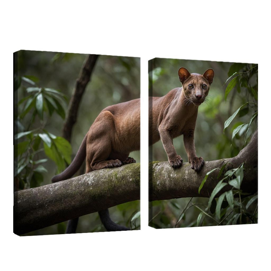 The Unique Fossa In Madagascar's Forests Framed Paintings