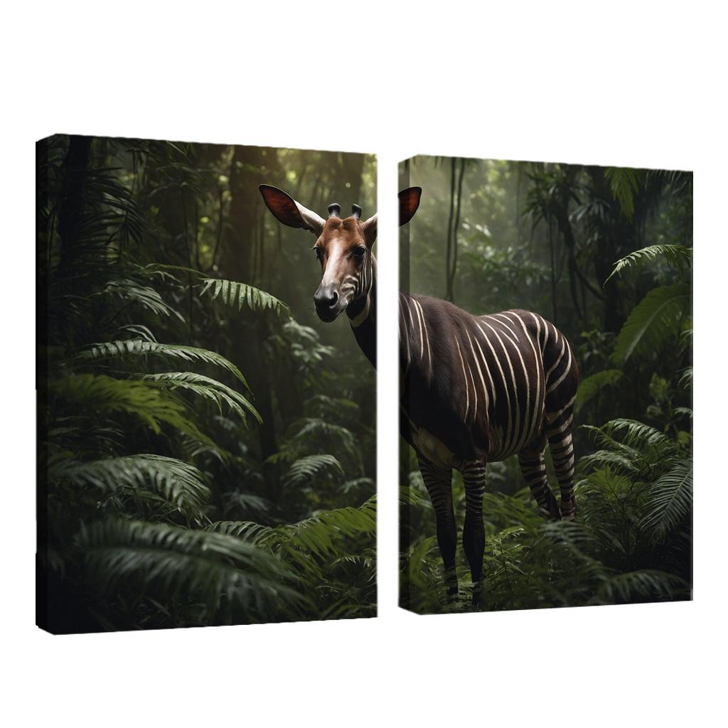 The Spectacular Okapi Forest Giraffe Canvas Paintings Frame