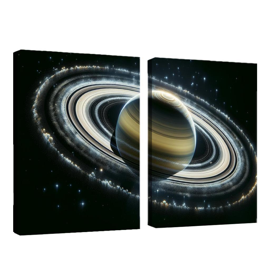 The Secrets of Saturn's Faint Rings 2 Piece HD Canvas Wall Art-Original Frame