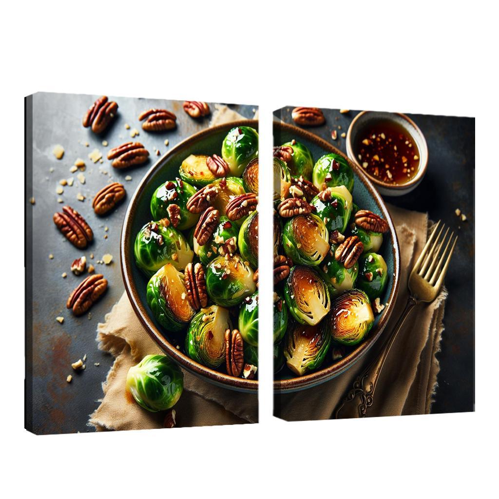 Cinnamon Maple Roasted Brussels Sprouts 2 Piece HD Canvas Wall Art-Original Frame