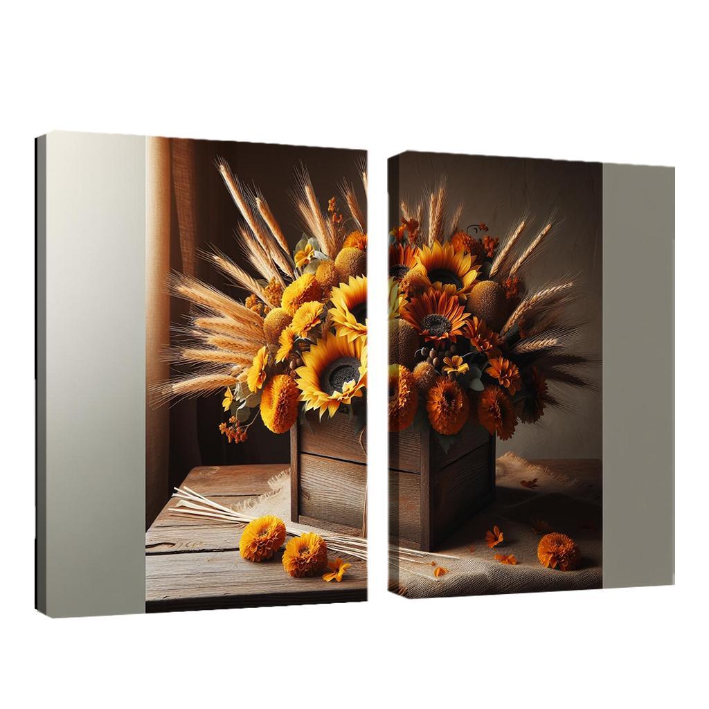 Rustic Charm A Harvest-Themed Centerpiece 2 Piece HD Canvas Wall Art-Original Frame