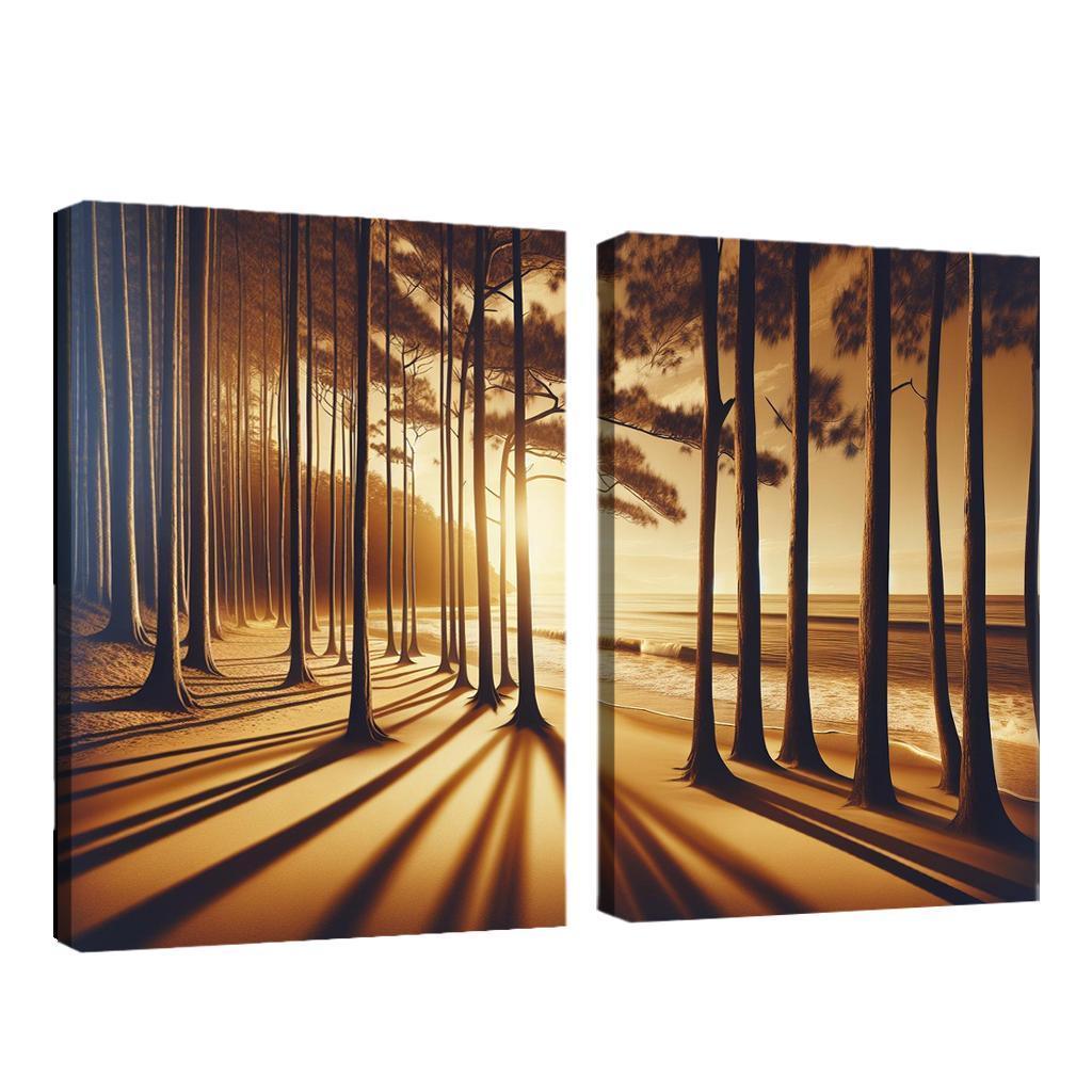 Whispering Pines Forest Meets Shore Abstract Paintings Frame