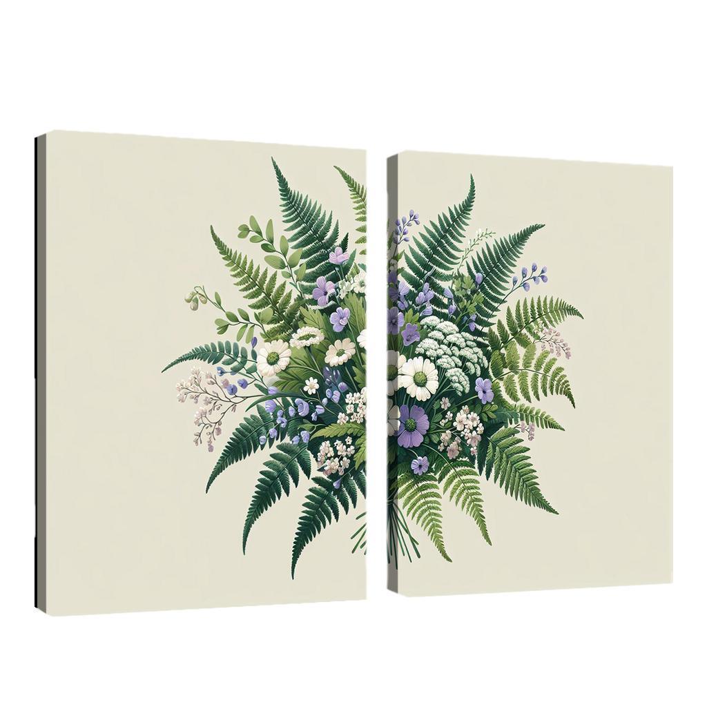 Enchanted Forest Blooms A Woodland Bouquet 2 Piece HD Canvas Wall Art-Original Frame