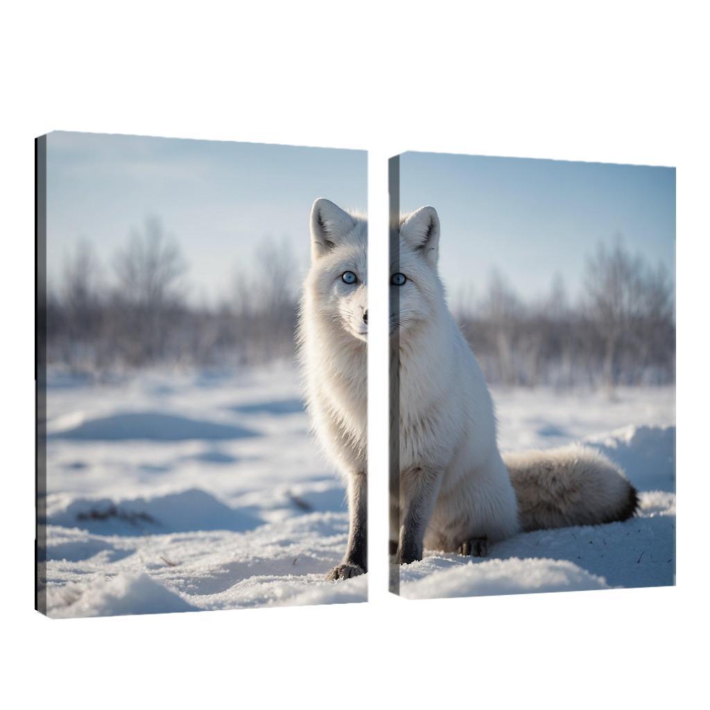 The Elusive Arctic Fox In Winter Wonderland Canvas Paintings Frame