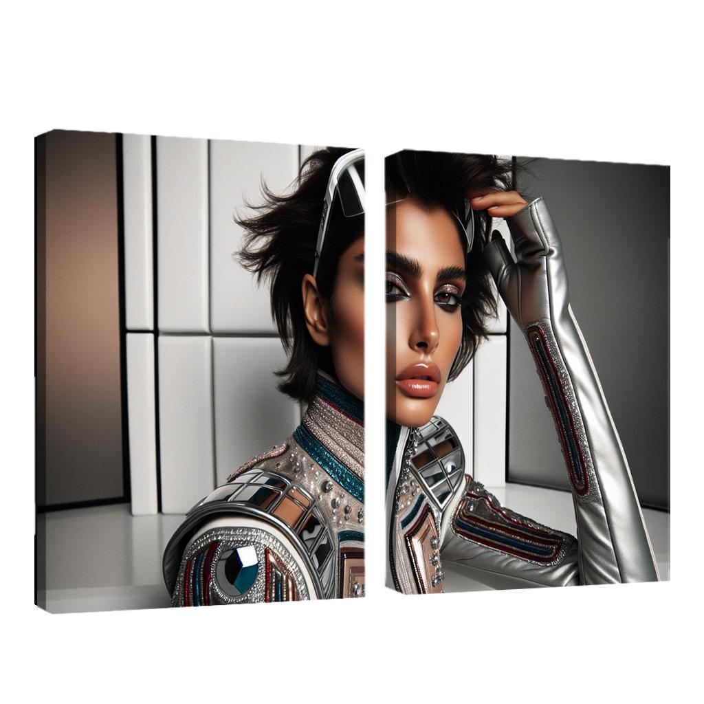 Retro Futurism Fashioning the Future 2 Piece HD Canvas Wall Art-Original Frame