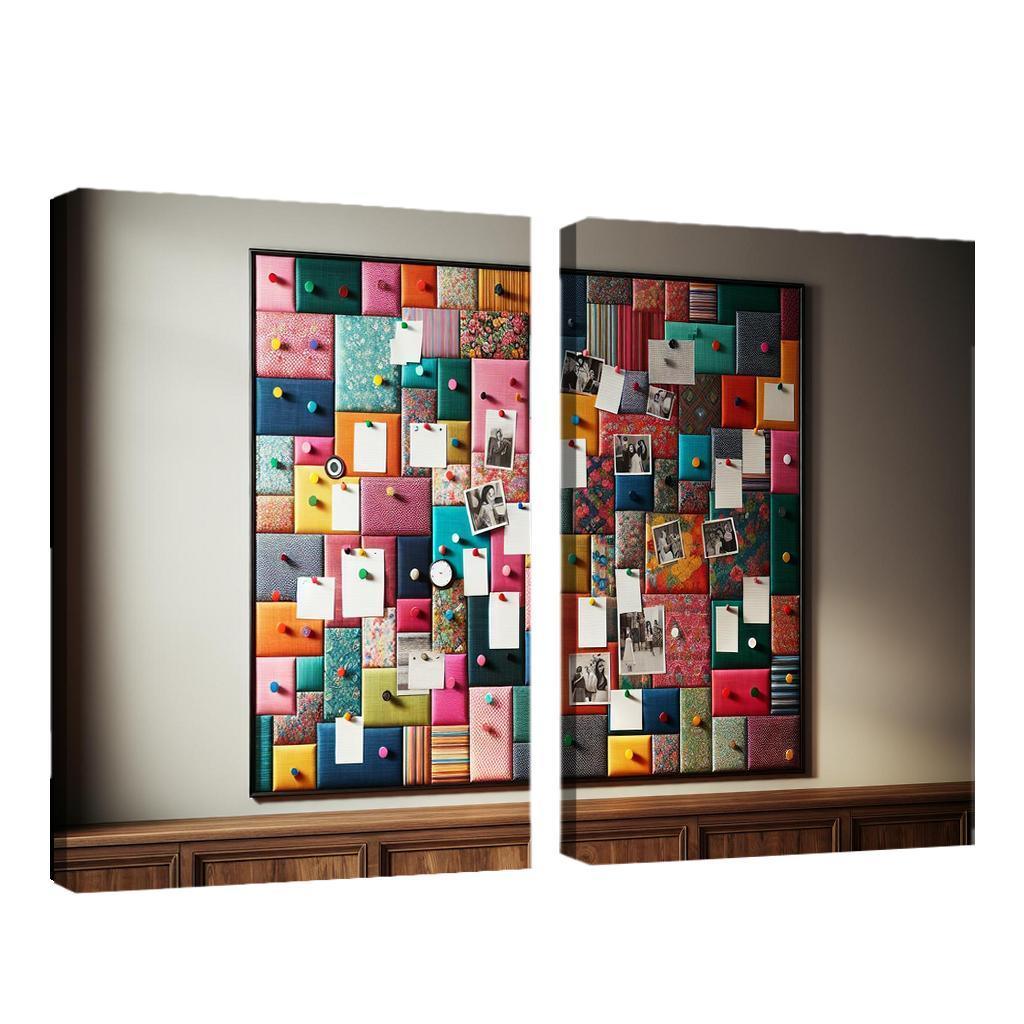 Fabric-Covered Cork Bulletin Board 2 Piece HD Canvas Wall Art-Original Frame