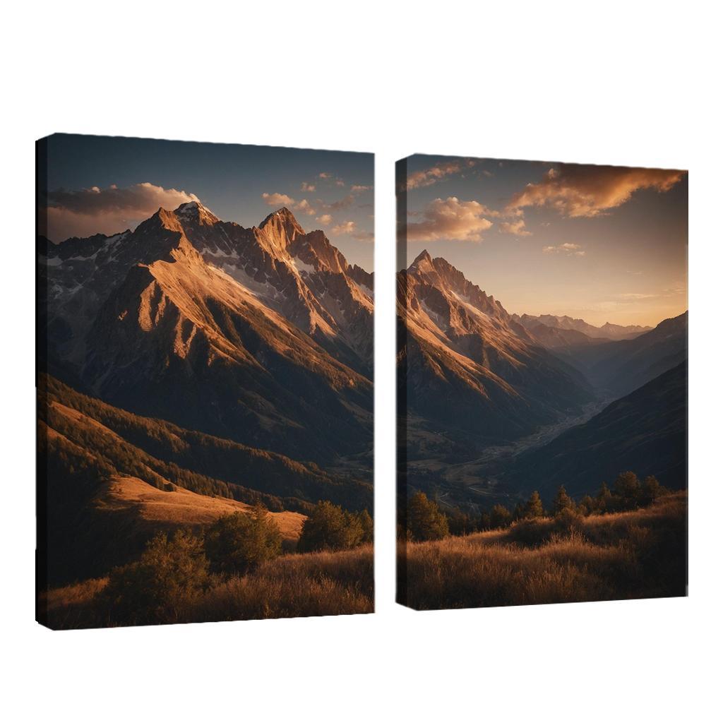 The Soft Glow Of Evening Mountain Shadows Oil Paintings Frame