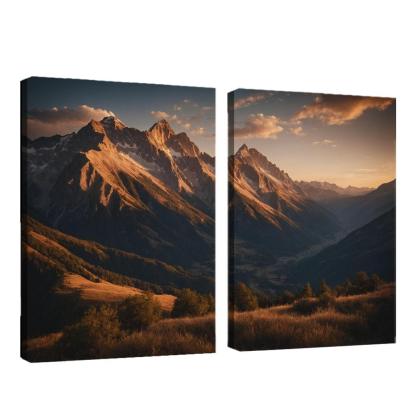 The Soft Glow Of Evening Mountain Shadows Oil Paintings Frame