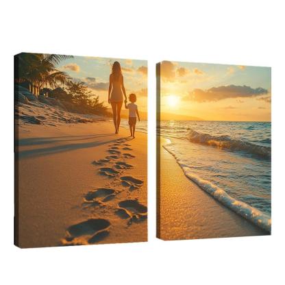 Footprints In The Sand A Mothers Guiding Steps Canvas Paintings Frame