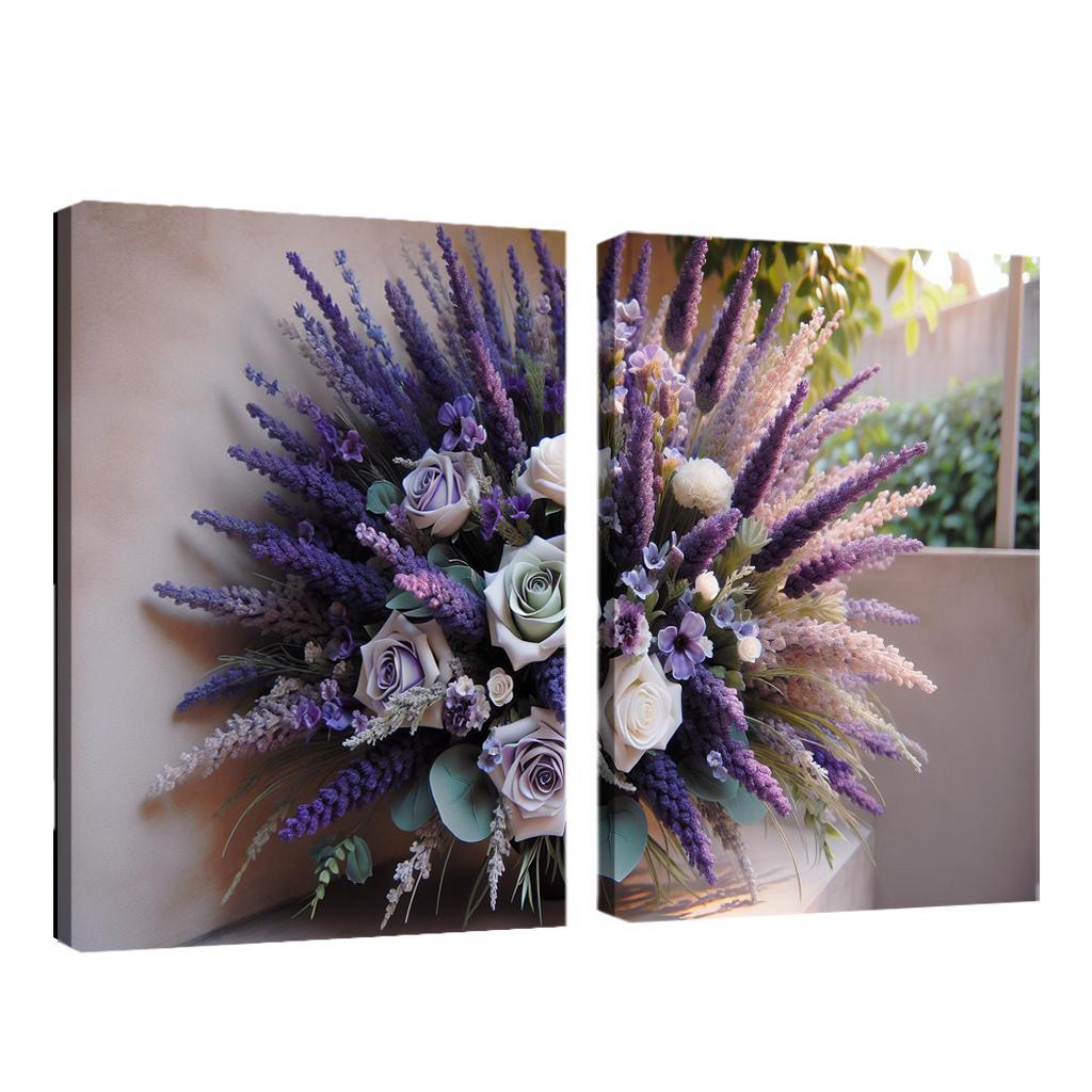 Lavender Dreams A Calming Floral Design 2 Piece HD Canvas Wall Art-Original Frame