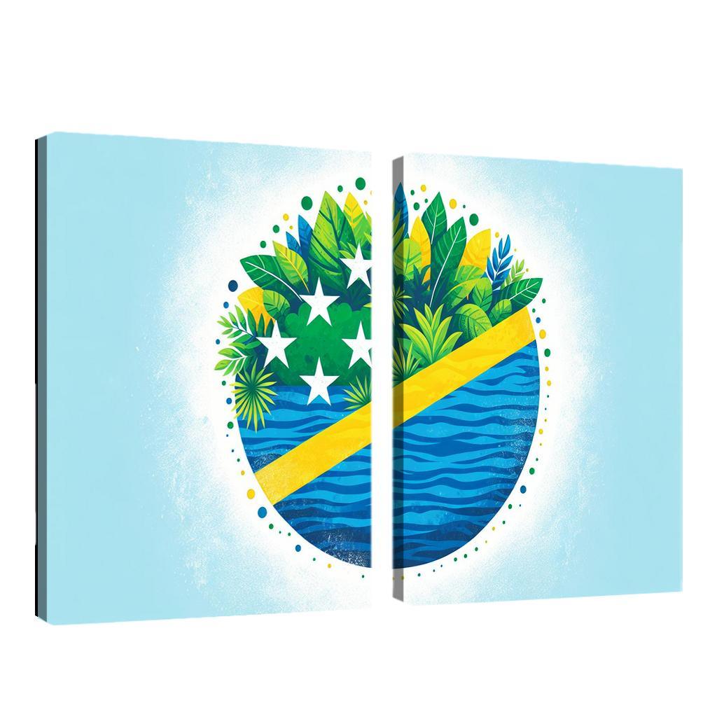 Nature's Guardians The Flag of the Solomon Islands 2 Piece HD Canvas Wall Art-Original Frame