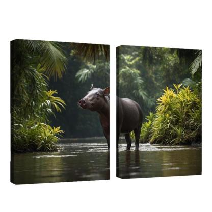 The Playful Baird's Tapir In The Rainforest Framed Paintings