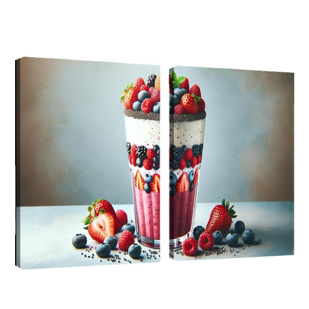 Almond Berry Bliss Smoothie 2 Piece HD Canvas Wall Art-Original Frame