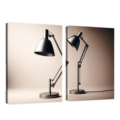 Contemporary Floor Lamp with Adjustable Shade 2 Piece HD Canvas Wall Art-Original Frame