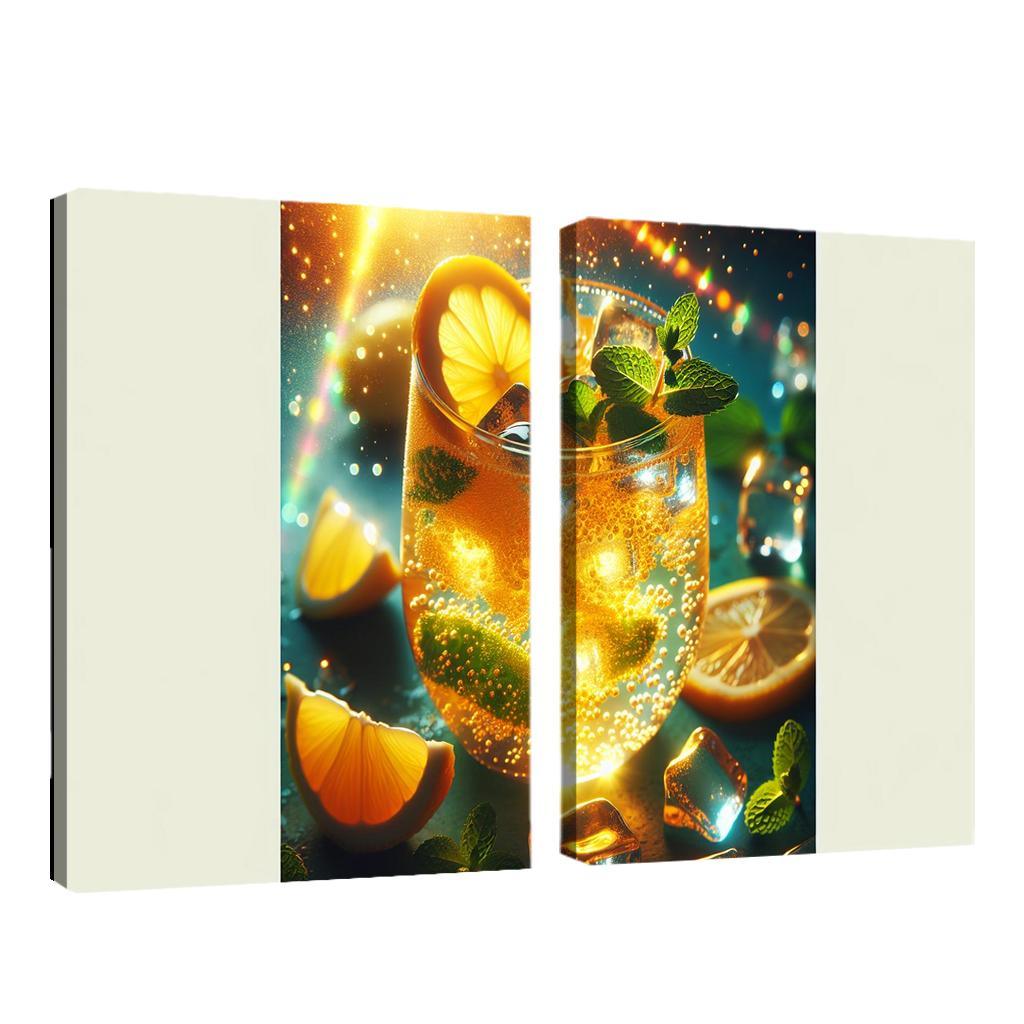 Golden Turmeric Ginger Lemonade 2 Piece HD Canvas Wall Art-Original Frame