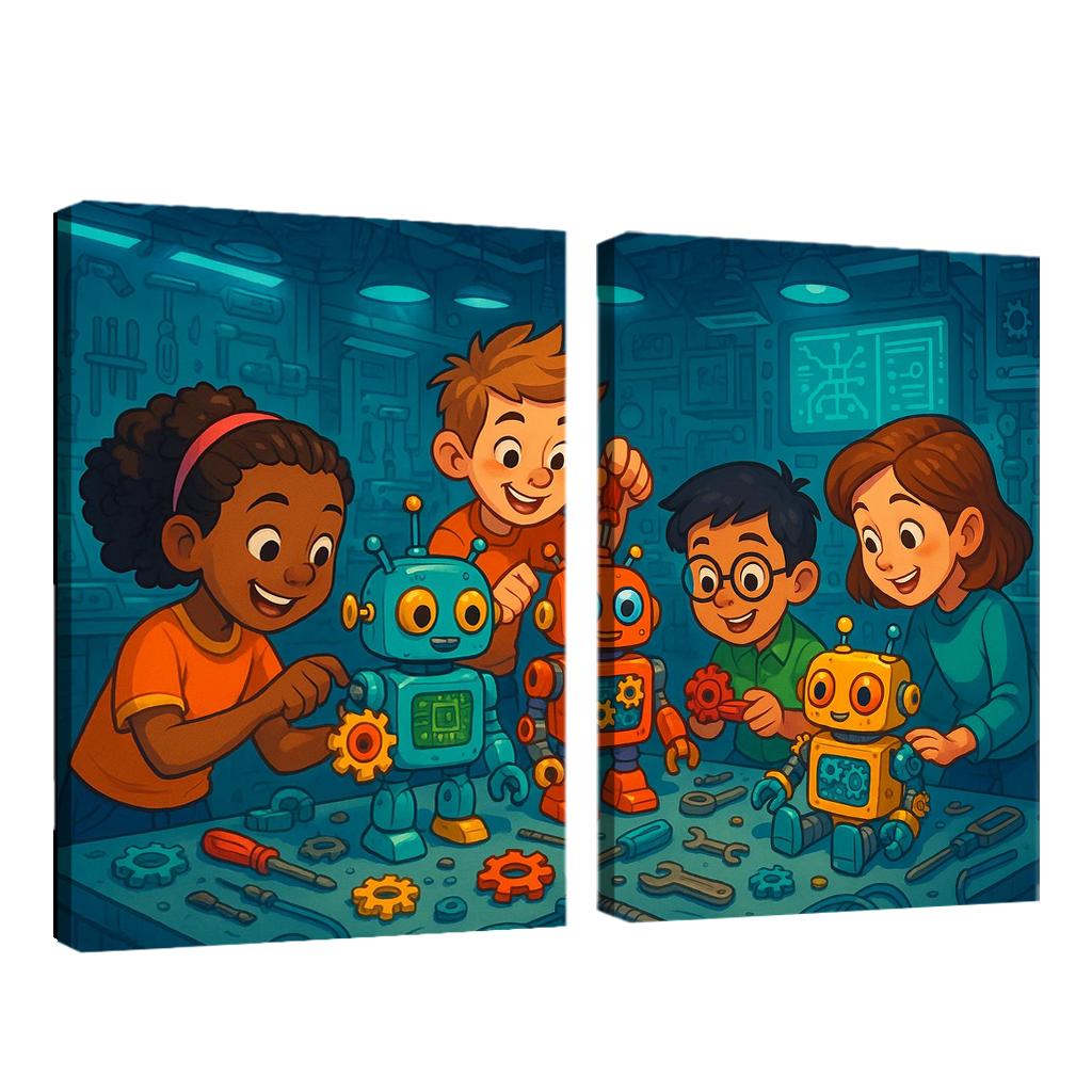 Robot Builders - Stem Creativity Panel Framed Paintings