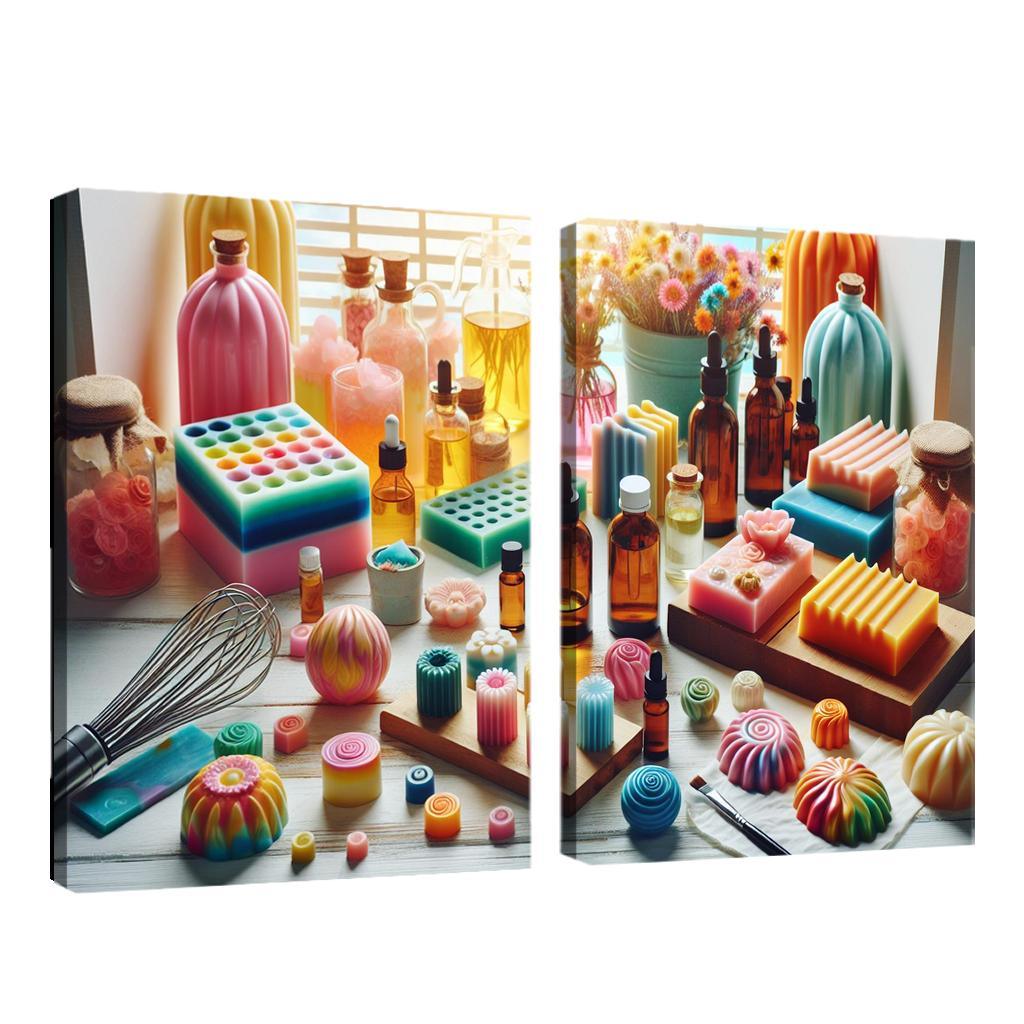 Soap Making Craft Your Own Luxurious Cleansers 2 Piece HD Canvas Wall Art-Original Frame