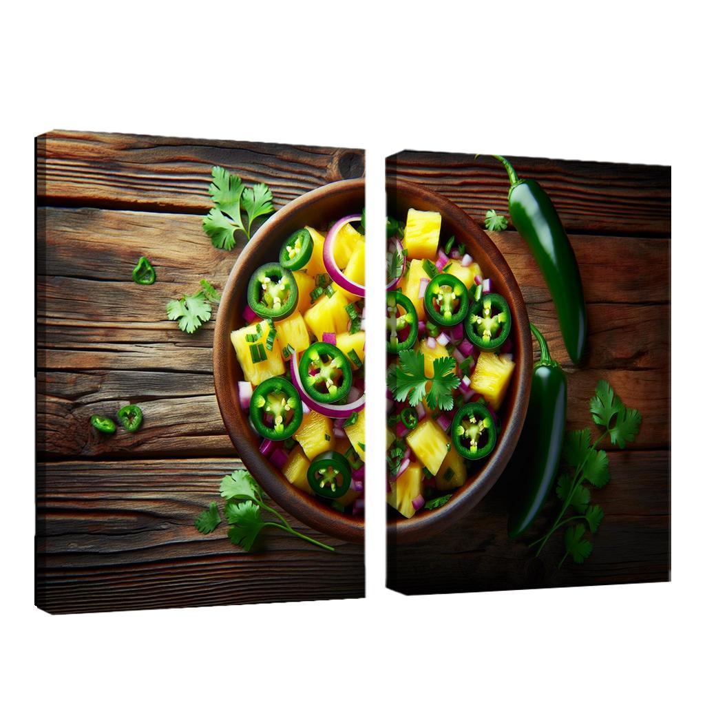 Spicy Pineapple Salsa 2 Piece HD Canvas Wall Art-Original Frame