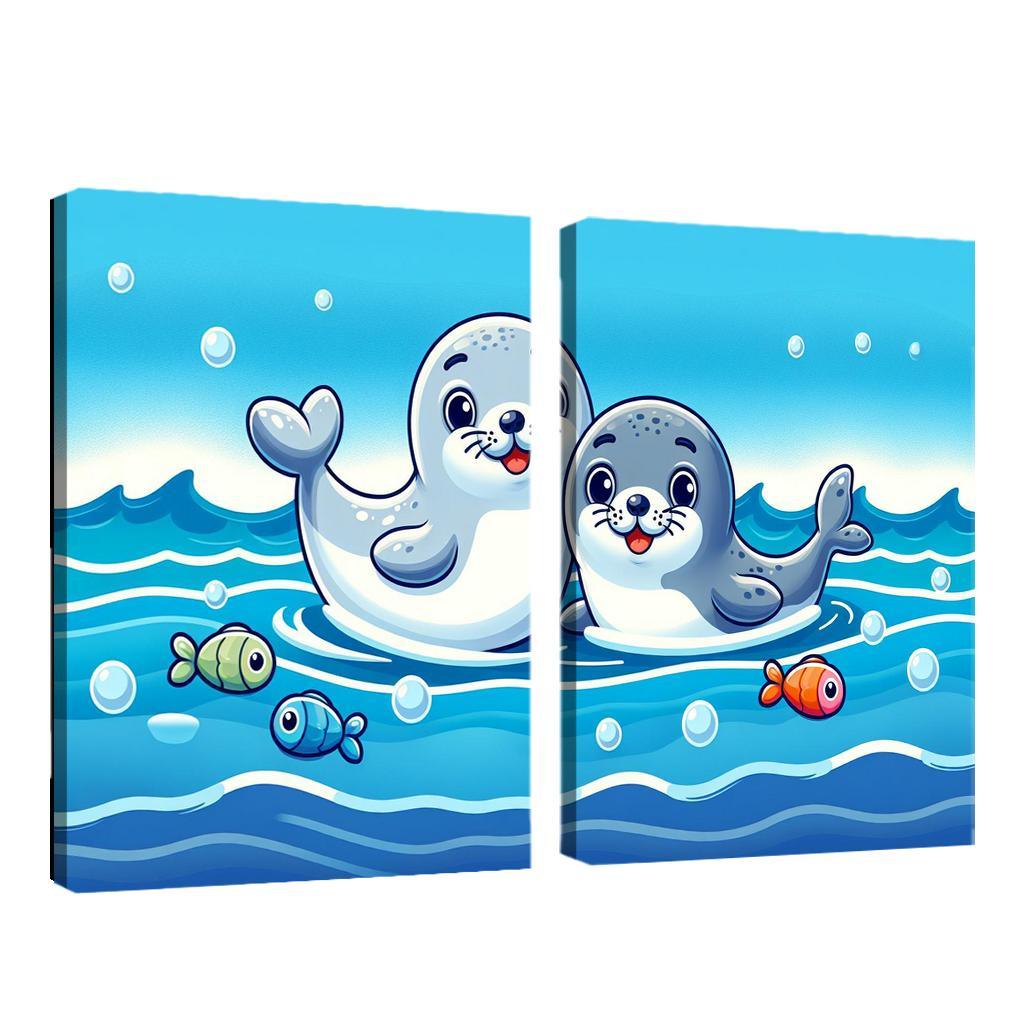 Silly Seals - Ocean Companions Framed Paintings
