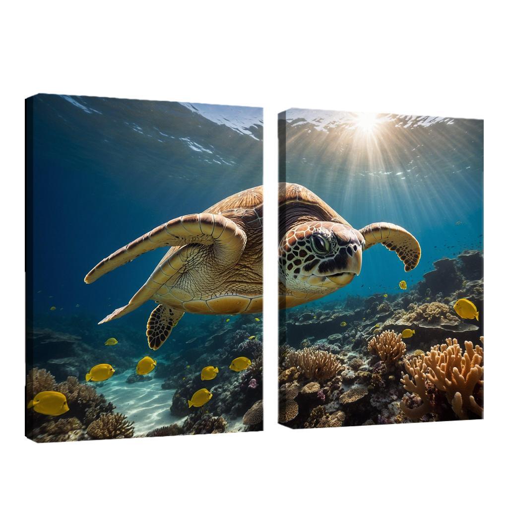 The Fascinating Great Barrier Reef Turtle Ancient Navigator Oil Paintings Frame