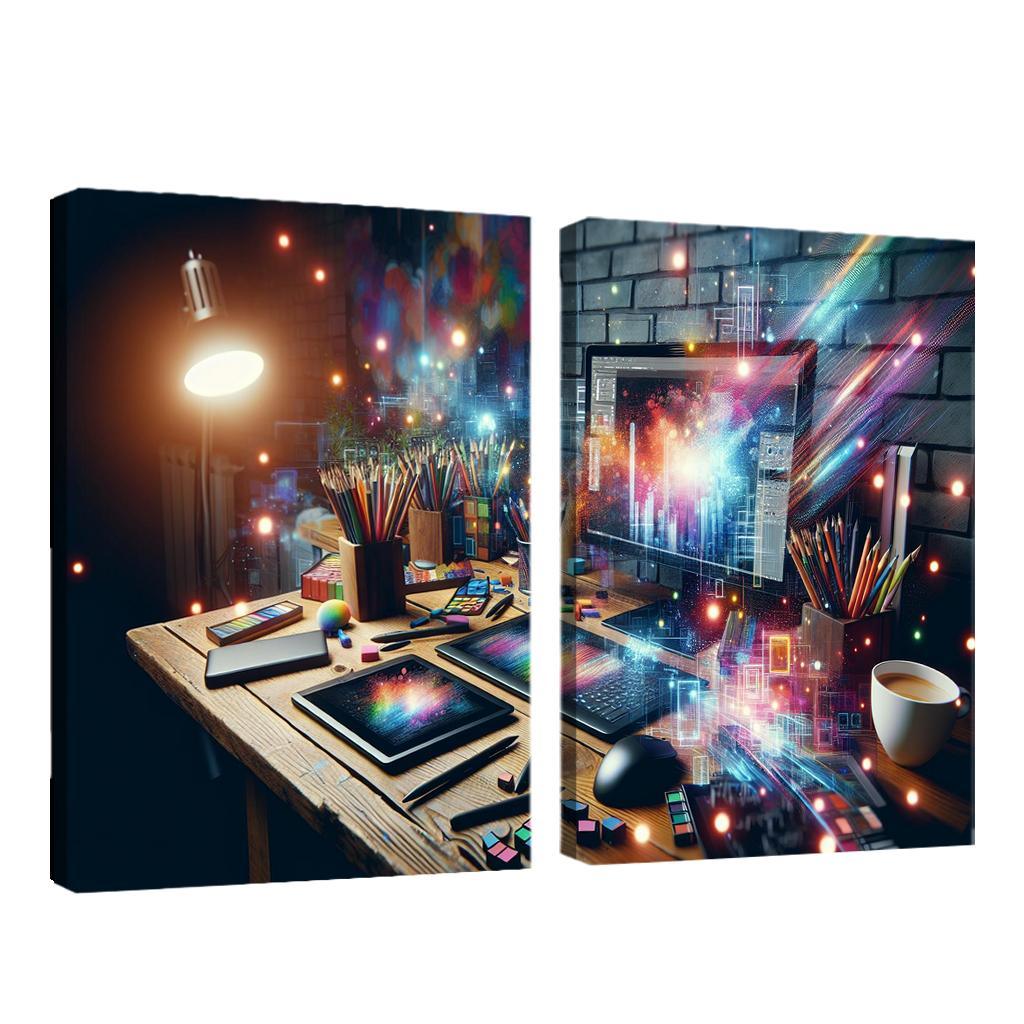 Digital Art Create Your Own Virtual Masterpieces 2 Piece HD Canvas Wall Art-Original Frame