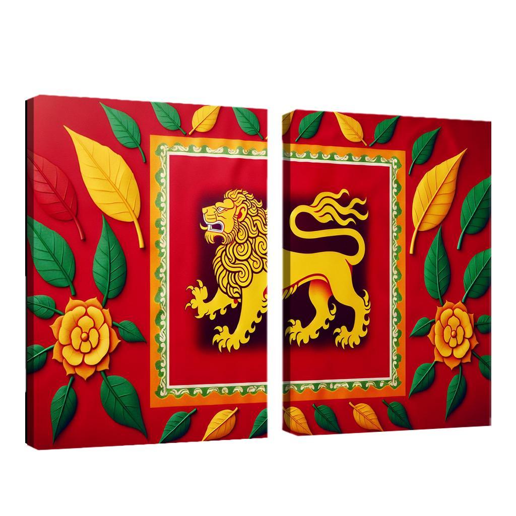 Legacy of Peace The Flag of Sri Lanka 2 Piece HD Canvas Wall Art-Original Frame