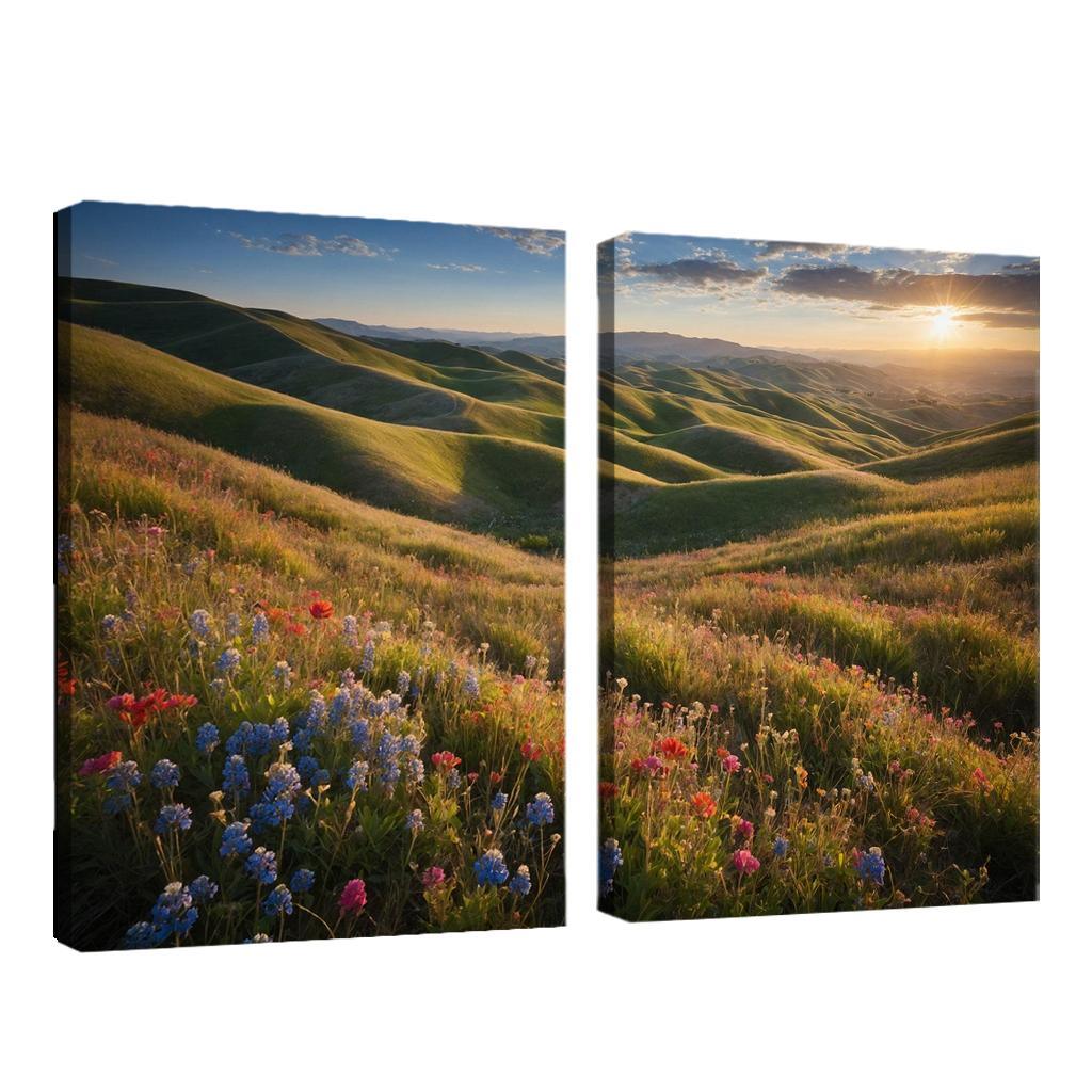 The Colorful Embrace Of Flowering Hillsides Multi-panel Paintings