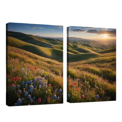 The Colorful Embrace Of Flowering Hillsides Multi-panel Paintings