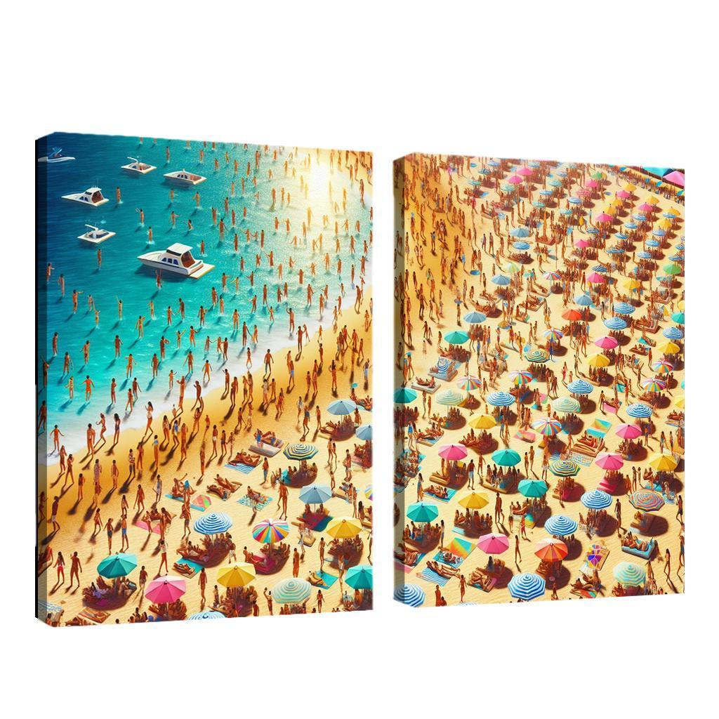 Sunny Isle Vibrant Beach Party Hub Premium Artwork Frames