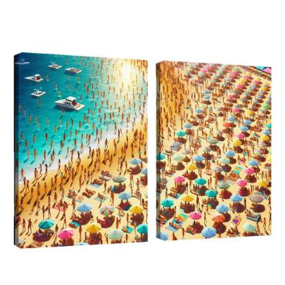 Sunny Isle Vibrant Beach Party Hub Premium Artwork Frames