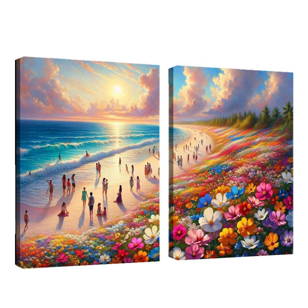 Wildflower Beach Natural Flora Haven Oil Paintings Frame