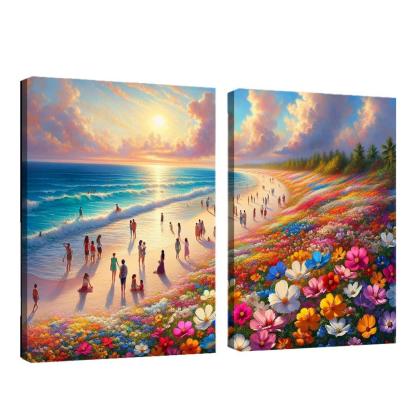 Wildflower Beach Natural Flora Haven Oil Paintings Frame